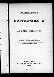 Cover of: Schelling's transcendental idealism by John Watson