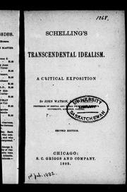 Cover of: Schelling's transcendental idealism: a critical exposition