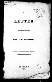 Cover of: Letter addressed to the Rev. J.D. Casewell by James Holman