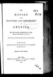 Cover of: The history of the discovery and settlement of America