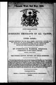 Information for intending emigrants of all classes to Upper Canada by Frederick Widder