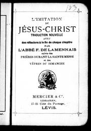 Cover of: L'Imitation de Jésus-Christ by Thomas à Kempis