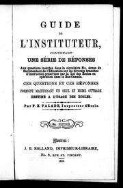 Cover of Guide de l'instituteur by F.-X. Valade