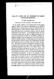 Cover of: Note on an incident of early Canadian history
