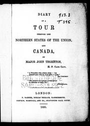 Diary of a tour through the northern states of the Union, and Canada cover