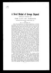 Cover of: A novel method of sewage disposal, especially designed for the city of Toronto