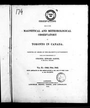 Cover of: Observations made at the Magnetical and Meteorolgical Observatory at Toronto in Canada by Sabine, Edward Sir