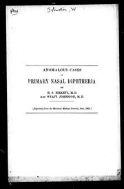 Cover of: Anomalous cases of primary nasal diphtheria