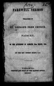 Cover of: Farewell sermon preached in St. George's Free Church, Paisley by Robert Burns