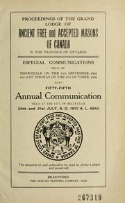 Cover of: Proceedings : Grand Lodge, A.F. & A.M. of Canada in the Province of Ontario. -- by Freemasons. Grand Lodge of Ontario