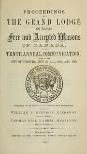 Cover of: Proceedings : Grand Lodge, A.F. & A.M. of Canada in the Province of Ontario. -- by Freemasons. Grand Lodge of Ontario