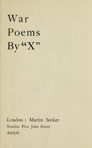 Cover of: War poems by T. W. H. Crosland