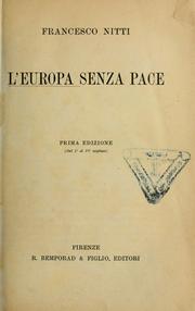 Cover of: L'Europa senza pace by Francesco Saverio Nitti