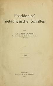 Poseidonios' metaphysische schriften by Yiẓḥak Heinemann