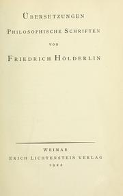 Übersetzungen philosophische Schriften by Friedrich Hölderlin