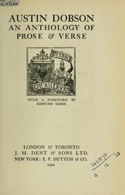 Cover of: An anthology of prose & verse: with a foreword by Edmund Gosse