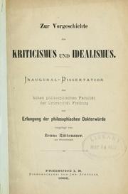 Zur Vorgeschichte des Kriticismus und Idealismus