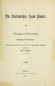 Cover of: Die Seelenlehre Jean Pauls by Josef Müller