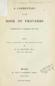 Cover of: A commentary on the Book of Proverbs by Abraham ben Meir Ibn Ezra