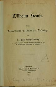 Cover of: Wilhelm Heinse by Sulger-Gebing, Emil