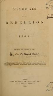 Memorials of the rebellion of 1569 by Sharp, Cuthbert Sir