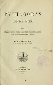 Cover of: Pythagoras und die Inder by Leopold von Schroeder