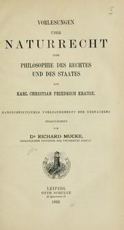 Cover of: Vorlesungen über Naturrecht by Karl Christian Friedrich Krause