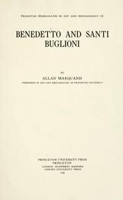 Cover of: Benedetto and Santi Buglioni by Allan Marquand
