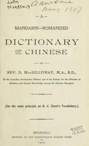 Cover of: A Mandarin-Romanized dictionary of Chinese by D. MacGillivray