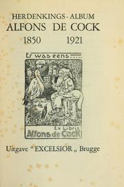 Cover of: Alfons de Cock, 1850-1921: herdenkingsalbum