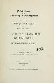 Cover of: Palatal diphthongization of stem vowels in the Old English dialects