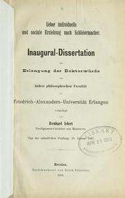 Cover of: Ueber individuelle und sociale Erziehung nach Schleiermacher von Bernhard Aebert