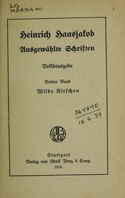 Cover of: Ausgewählte Schriften by Heinrich Hansjakob
