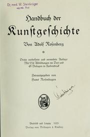 Cover of: Handbuch der Kunstgeschichte by Rosenberg, Adolf
