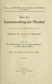 Cover of: Über den Zusammenhang der Mischna: ein Beitrag zu ihrer Entstehungsgeschichte