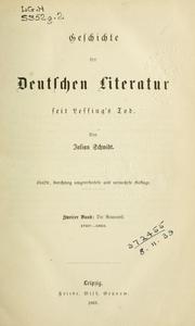 Cover of: Geschichte der deutschen Literatur seit Lessing's Tod by Julian Schmidt