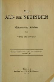 Cover of: Aus Alt- und Neuindien by Alfred Hillebrandt