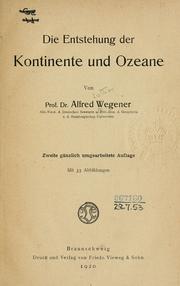 Cover of: Die Entstehung der Kontinente und Ozeane by Alfred Wegener