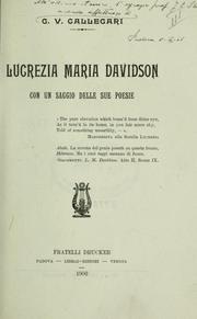 Cover of: Lucrezia Maria Davidson, con un saggio delle sue poesie
