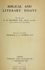Cover of: Biblical and literary essays by Davidson, A. B.