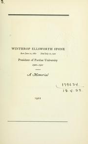 Cover of: Winthrop Ellsworth Stone, born June 12, 1862 - died July 17, 1921 by 