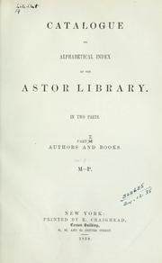 Catalogue by Astor Library, New York