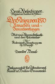 Cover of: Der Krieg von 1870 by Welschinger, Henri