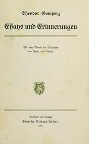 Cover of: Essays und Erinnerungen by Theodor Gomperz