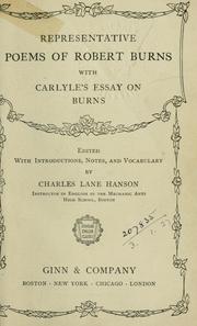 Cover of: Representative poems, with Carlyle's Essay on Burns by Robert Burns