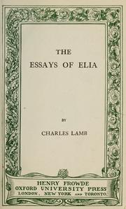 Cover of: Essays of Elia by Charles Lamb