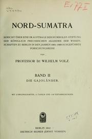 Cover of: Nord-Sumatra by Wilhelm Volz