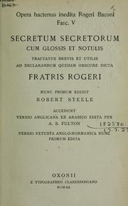 Opera hactenus inedita by Roger Bacon