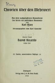 Cover of: Theorien über den mehrwert by Karl Marx