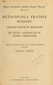 Cover of: Opera hactenus inedita by Roger Bacon